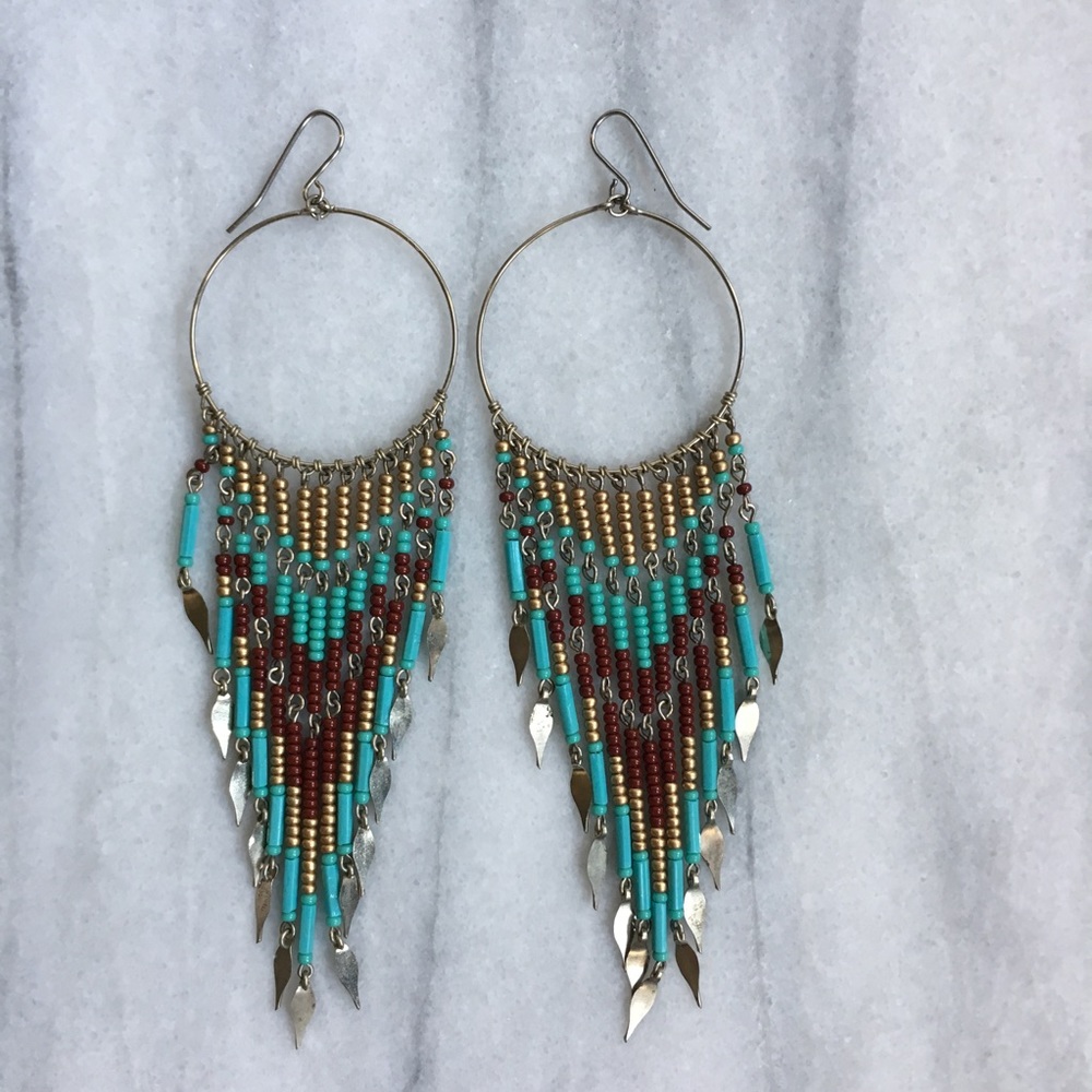 Navajo Inspired Beaded Drop Earrings